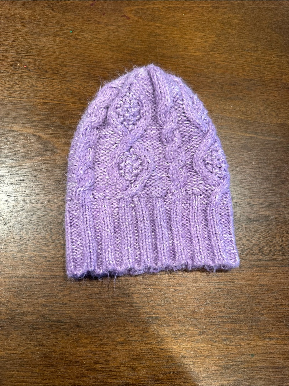 Cable Knit Purple Beanie